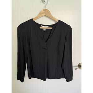 Banana Republic Women’s Long Sleeve Blouse Black XXS Petite